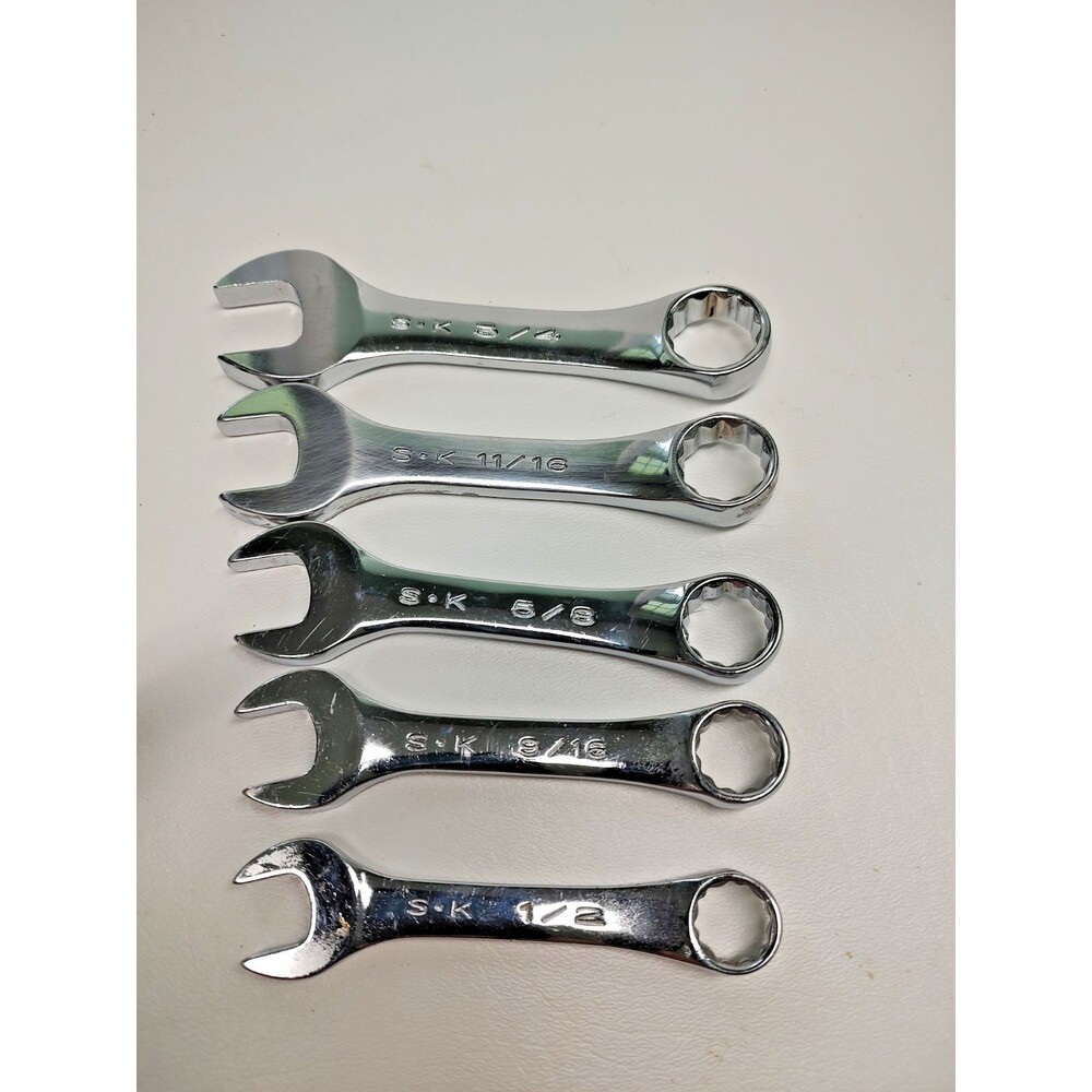 5 Piece Set S-K Short Combination Wrench 3/4"-11/16"-5/8"-9/16" 1/2" Gently Used